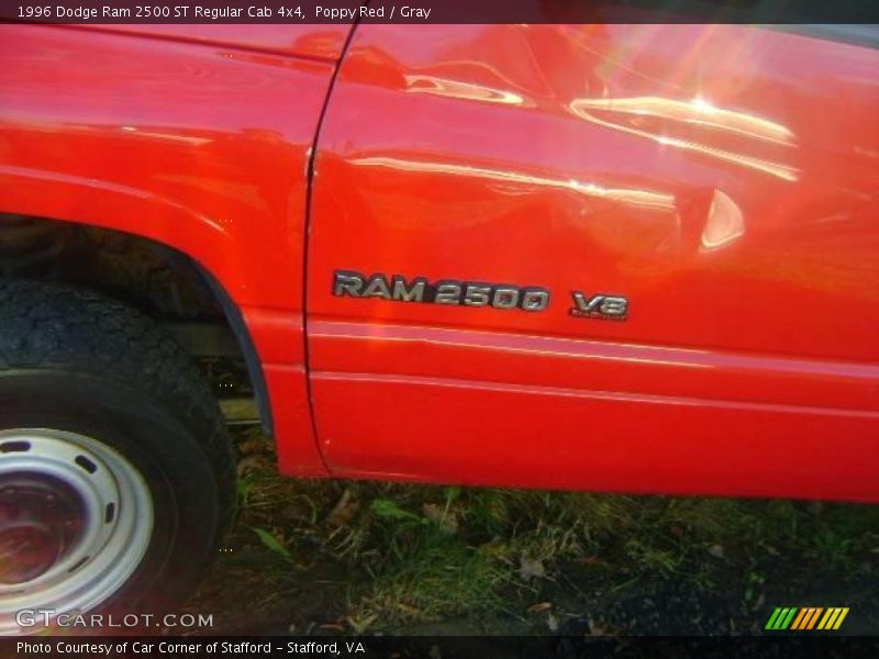 Poppy Red / Gray 1996 Dodge Ram 2500 ST Regular Cab 4x4
