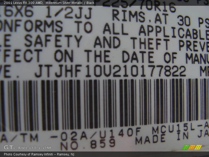Millennium Silver Metallic / Black 2001 Lexus RX 300 AWD
