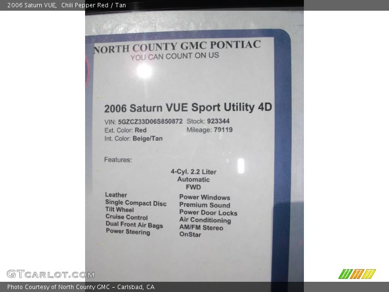 Chili Pepper Red / Tan 2006 Saturn VUE