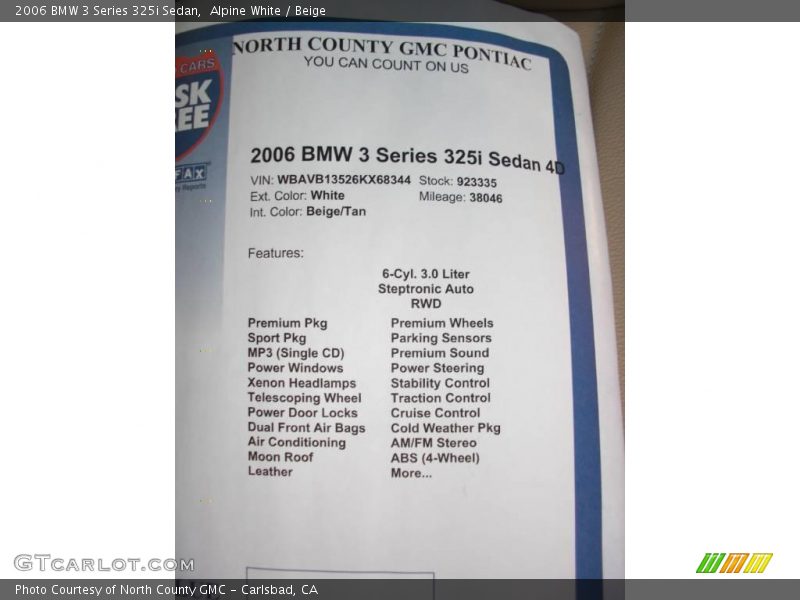 Alpine White / Beige 2006 BMW 3 Series 325i Sedan