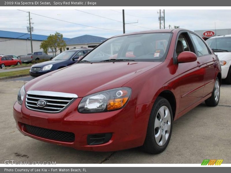 Spicy Red Metallic / Beige 2009 Kia Spectra EX Sedan