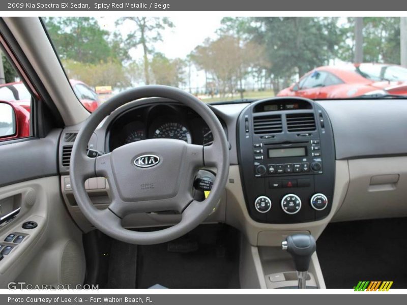 Spicy Red Metallic / Beige 2009 Kia Spectra EX Sedan