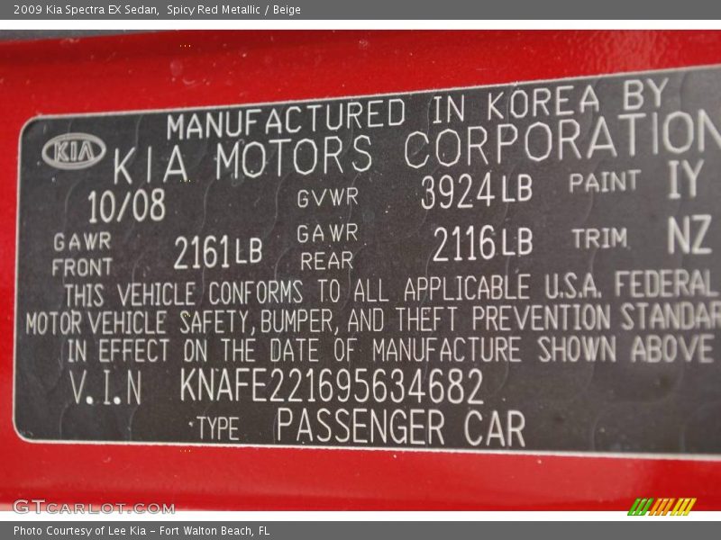 Spicy Red Metallic / Beige 2009 Kia Spectra EX Sedan