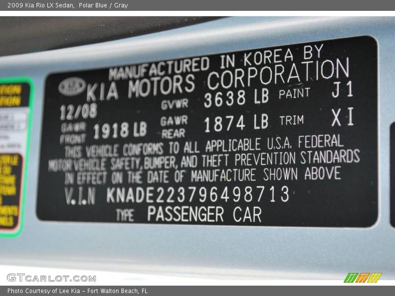 Polar Blue / Gray 2009 Kia Rio LX Sedan