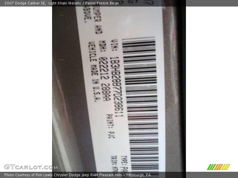 Light Khaki Metallic / Pastel Pebble Beige 2007 Dodge Caliber SE