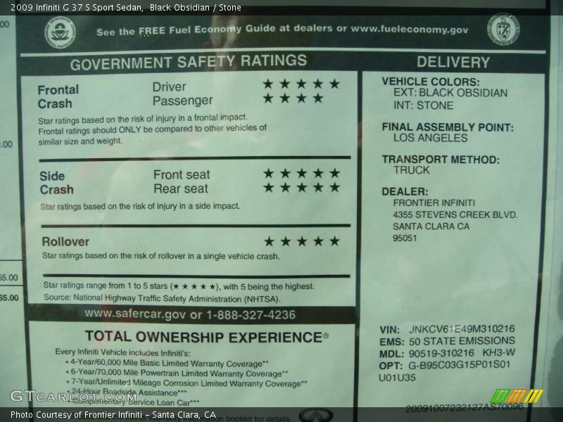 Black Obsidian / Stone 2009 Infiniti G 37 S Sport Sedan