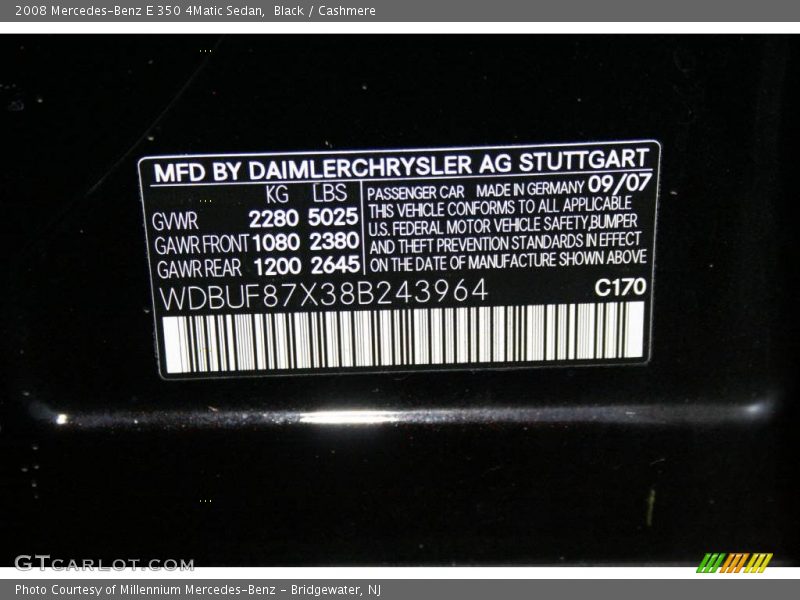 Black / Cashmere 2008 Mercedes-Benz E 350 4Matic Sedan