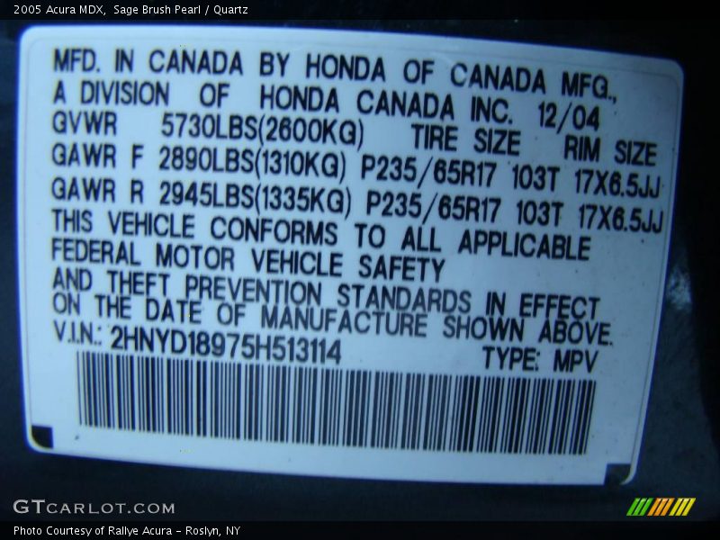 Sage Brush Pearl / Quartz 2005 Acura MDX