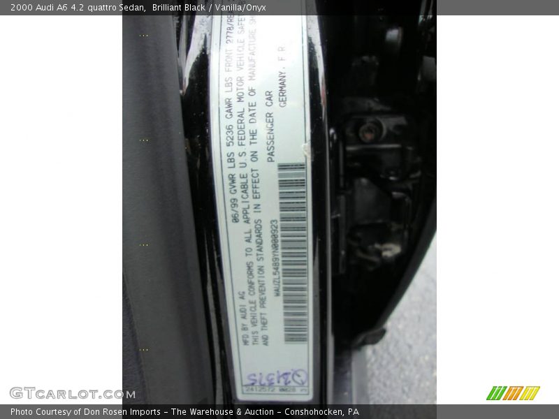 Brilliant Black / Vanilla/Onyx 2000 Audi A6 4.2 quattro Sedan