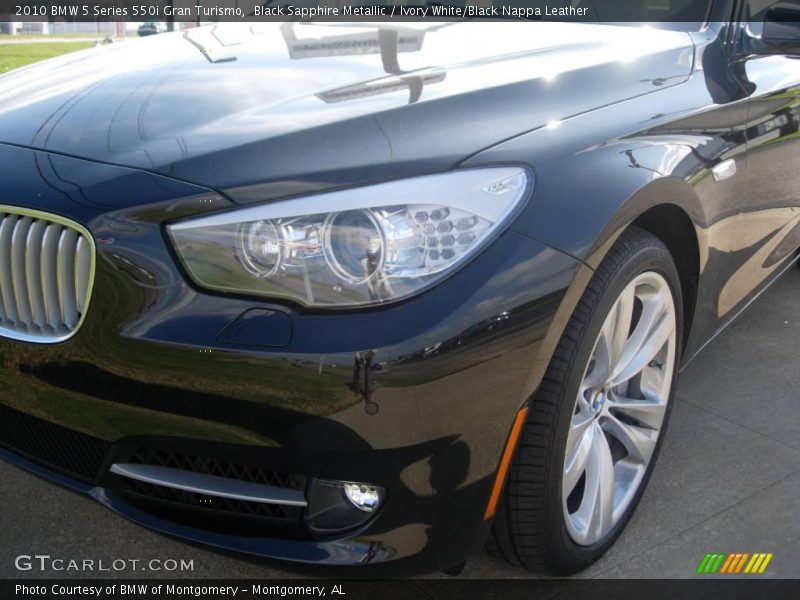 Black Sapphire Metallic / Ivory White/Black Nappa Leather 2010 BMW 5 Series 550i Gran Turismo