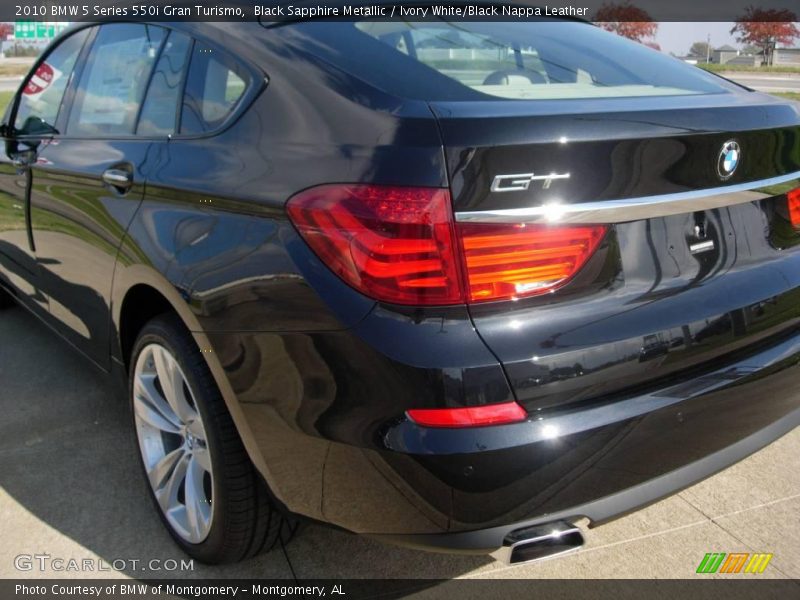 Black Sapphire Metallic / Ivory White/Black Nappa Leather 2010 BMW 5 Series 550i Gran Turismo