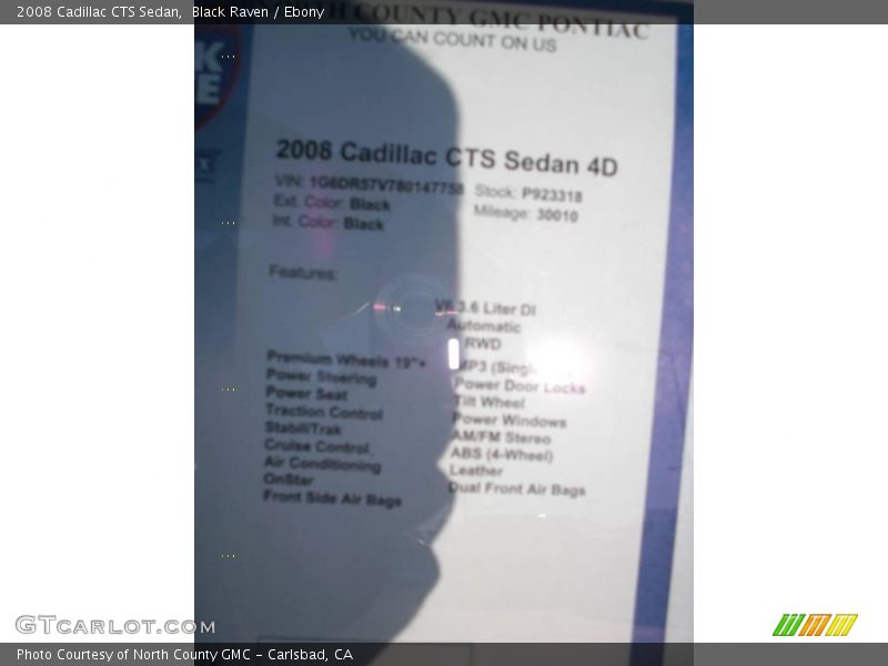 Black Raven / Ebony 2008 Cadillac CTS Sedan