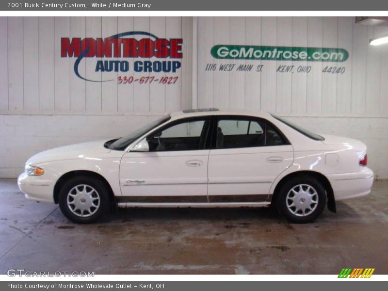 White / Medium Gray 2001 Buick Century Custom