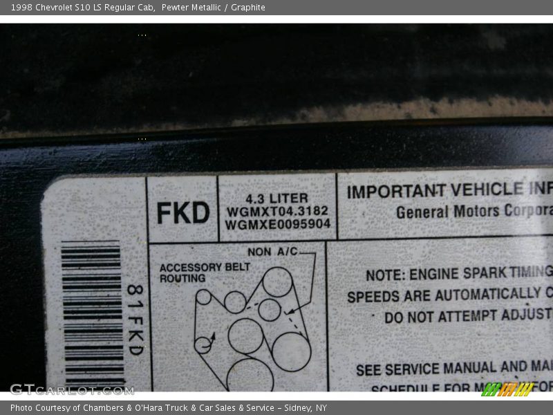 Pewter Metallic / Graphite 1998 Chevrolet S10 LS Regular Cab