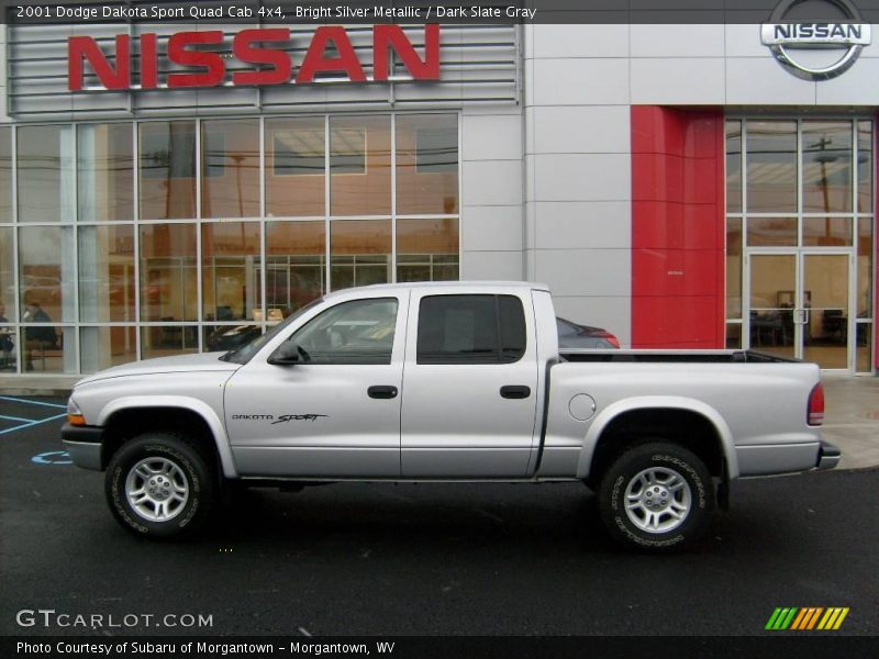 Bright Silver Metallic / Dark Slate Gray 2001 Dodge Dakota Sport Quad Cab 4x4