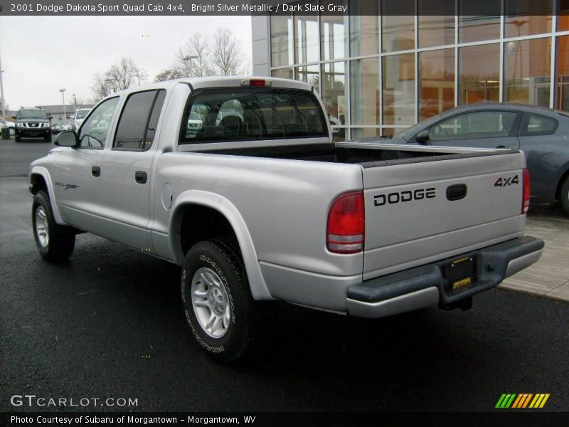 Bright Silver Metallic / Dark Slate Gray 2001 Dodge Dakota Sport Quad Cab 4x4