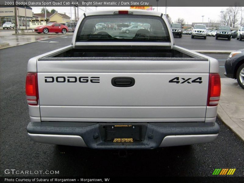 Bright Silver Metallic / Dark Slate Gray 2001 Dodge Dakota Sport Quad Cab 4x4