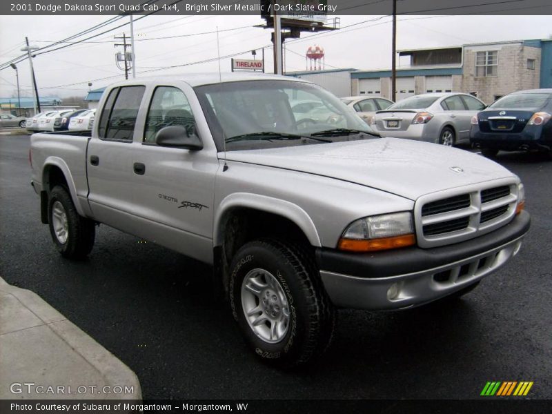 Bright Silver Metallic / Dark Slate Gray 2001 Dodge Dakota Sport Quad Cab 4x4