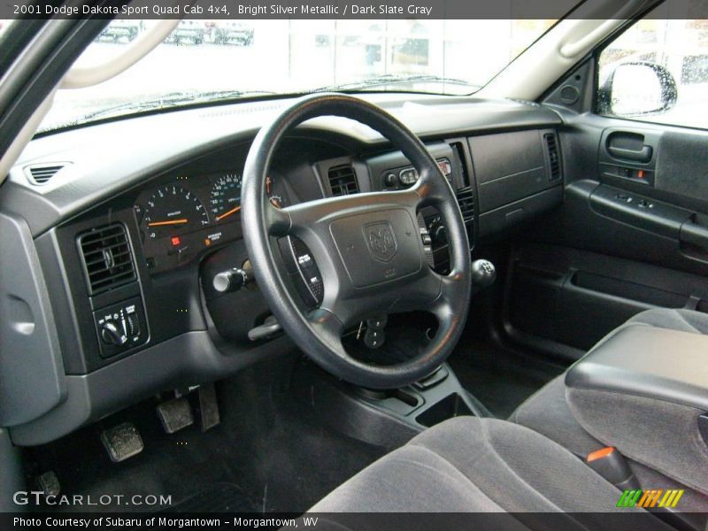 Bright Silver Metallic / Dark Slate Gray 2001 Dodge Dakota Sport Quad Cab 4x4
