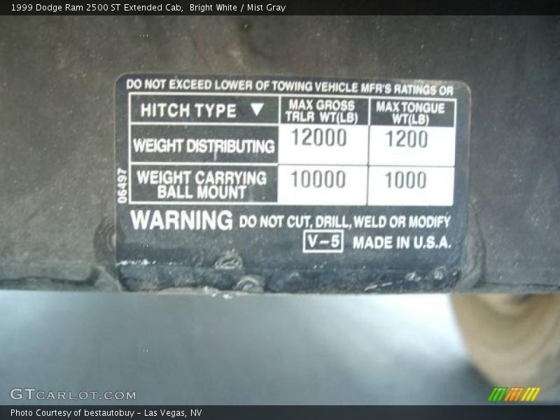 Bright White / Mist Gray 1999 Dodge Ram 2500 ST Extended Cab
