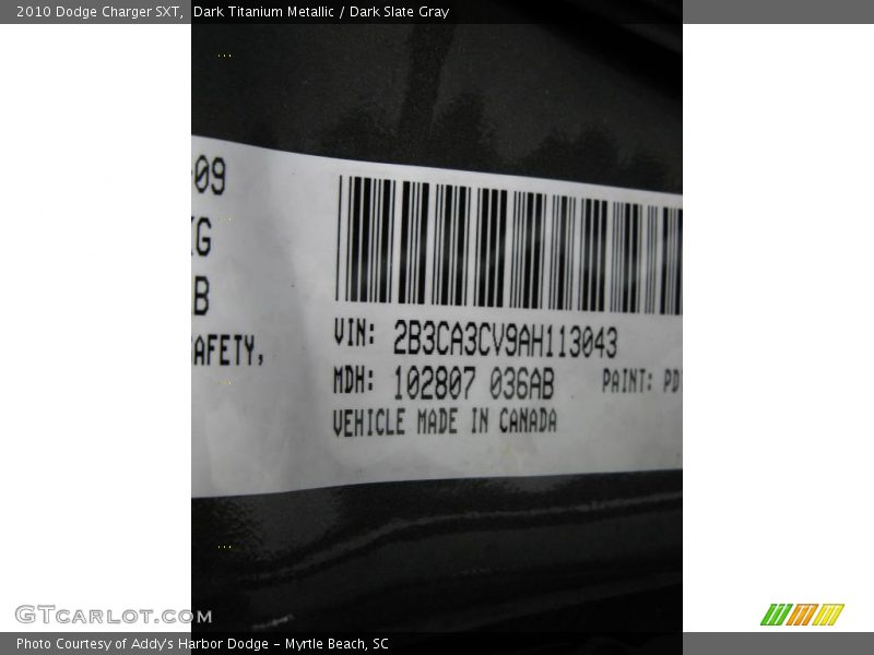 Dark Titanium Metallic / Dark Slate Gray 2010 Dodge Charger SXT