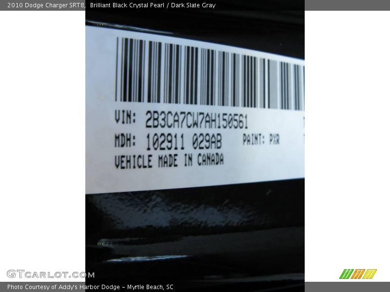 Brilliant Black Crystal Pearl / Dark Slate Gray 2010 Dodge Charger SRT8