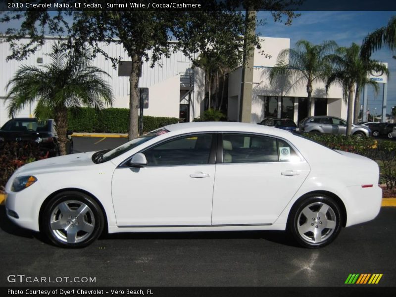 Summit White / Cocoa/Cashmere 2010 Chevrolet Malibu LT Sedan