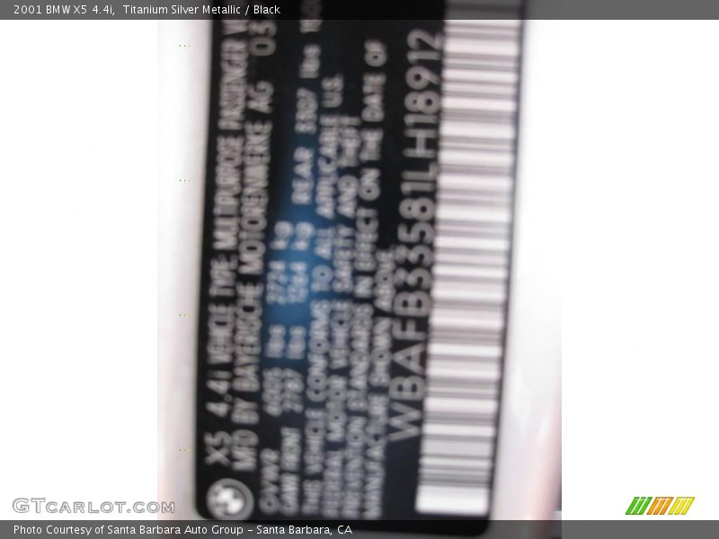 Titanium Silver Metallic / Black 2001 BMW X5 4.4i
