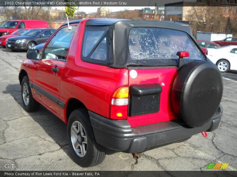 Wildfire Red / Medium Gray 2003 Chevrolet Tracker 4WD Convertible