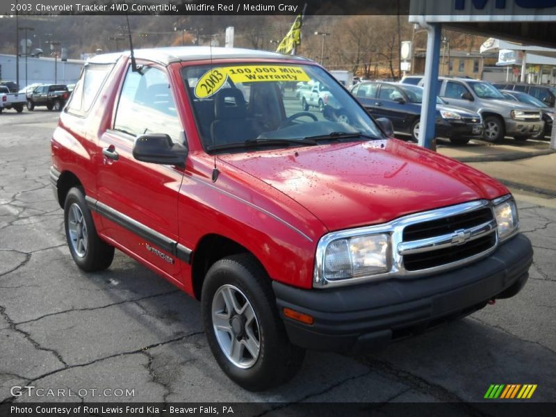 Wildfire Red / Medium Gray 2003 Chevrolet Tracker 4WD Convertible