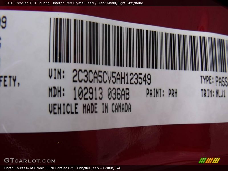 Inferno Red Crystal Pearl / Dark Khaki/Light Graystone 2010 Chrysler 300 Touring