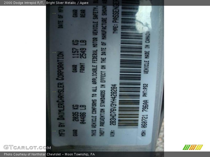 Bright Silver Metallic / Agate 2000 Dodge Intrepid R/T