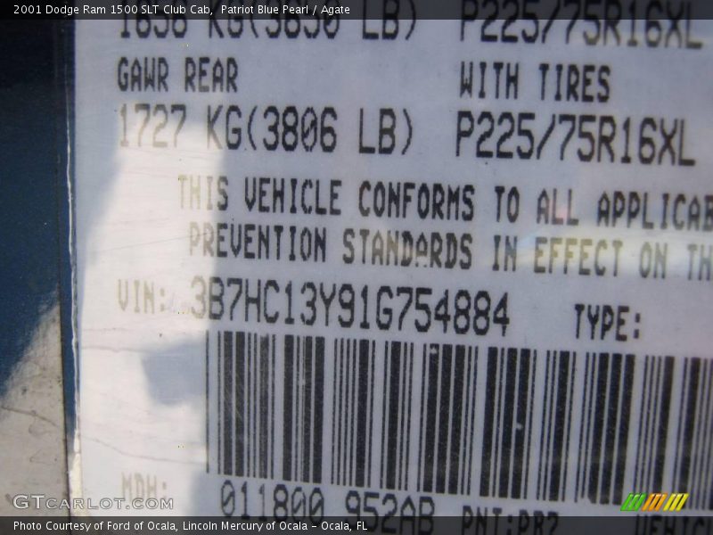 Patriot Blue Pearl / Agate 2001 Dodge Ram 1500 SLT Club Cab