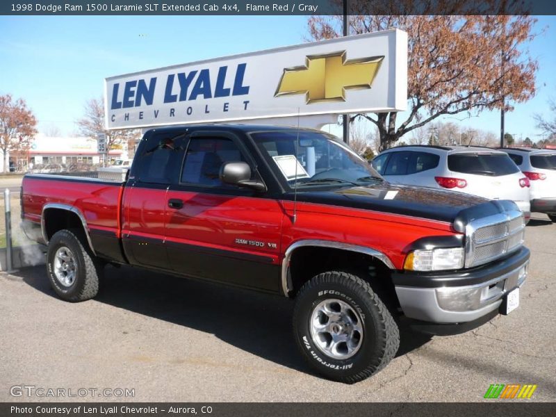 Flame Red / Gray 1998 Dodge Ram 1500 Laramie SLT Extended Cab 4x4