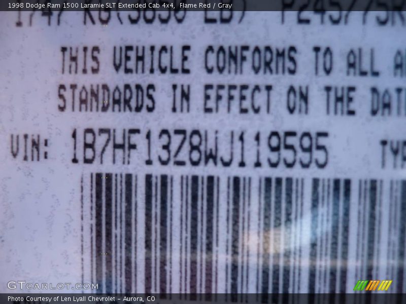 Flame Red / Gray 1998 Dodge Ram 1500 Laramie SLT Extended Cab 4x4