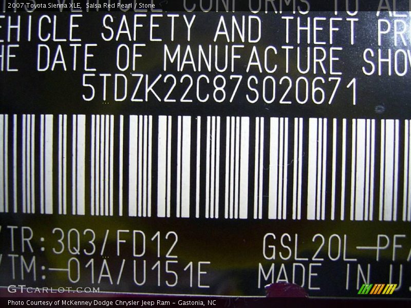 Salsa Red Pearl / Stone 2007 Toyota Sienna XLE