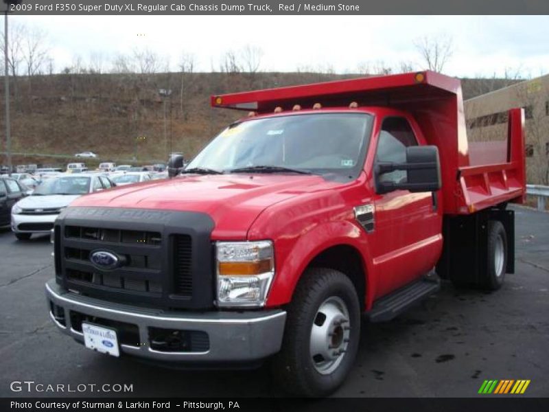 Red / Medium Stone 2009 Ford F350 Super Duty XL Regular Cab Chassis Dump Truck