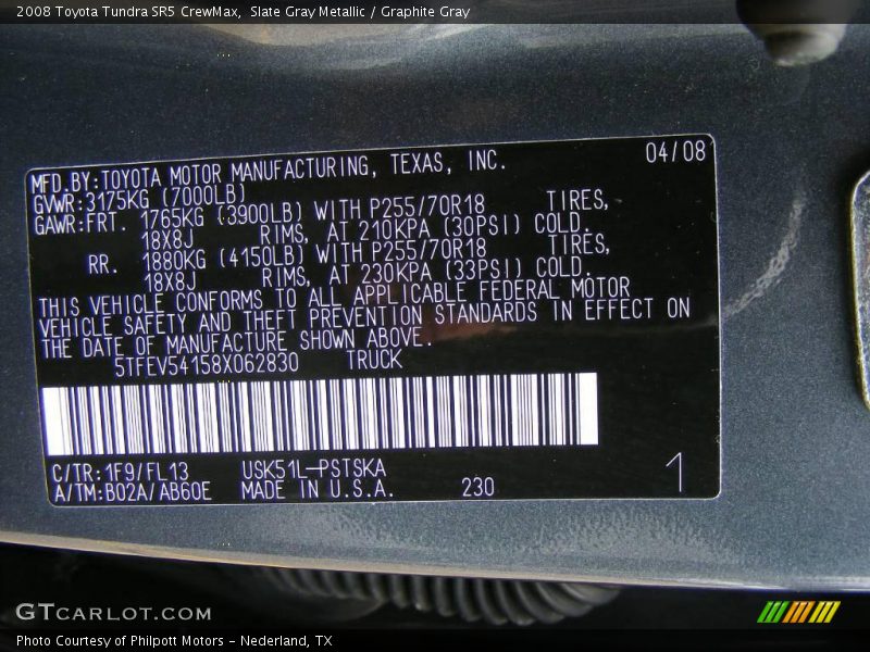 Slate Gray Metallic / Graphite Gray 2008 Toyota Tundra SR5 CrewMax