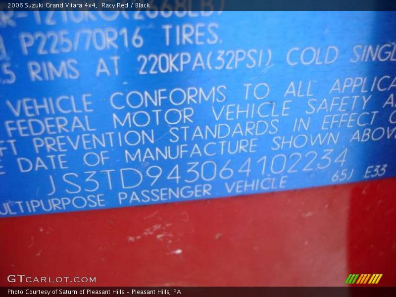 Racy Red / Black 2006 Suzuki Grand Vitara 4x4