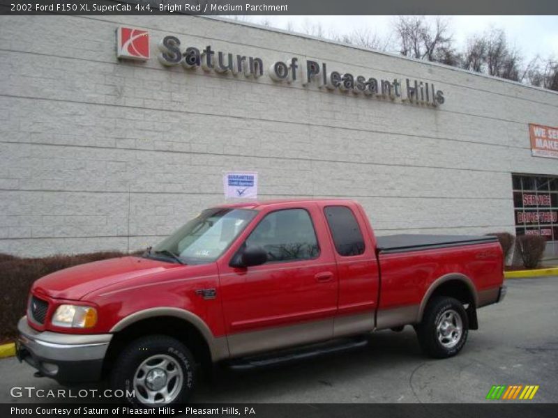 Bright Red / Medium Parchment 2002 Ford F150 XL SuperCab 4x4