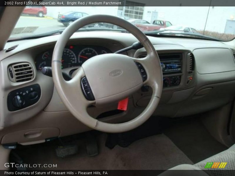Bright Red / Medium Parchment 2002 Ford F150 XL SuperCab 4x4