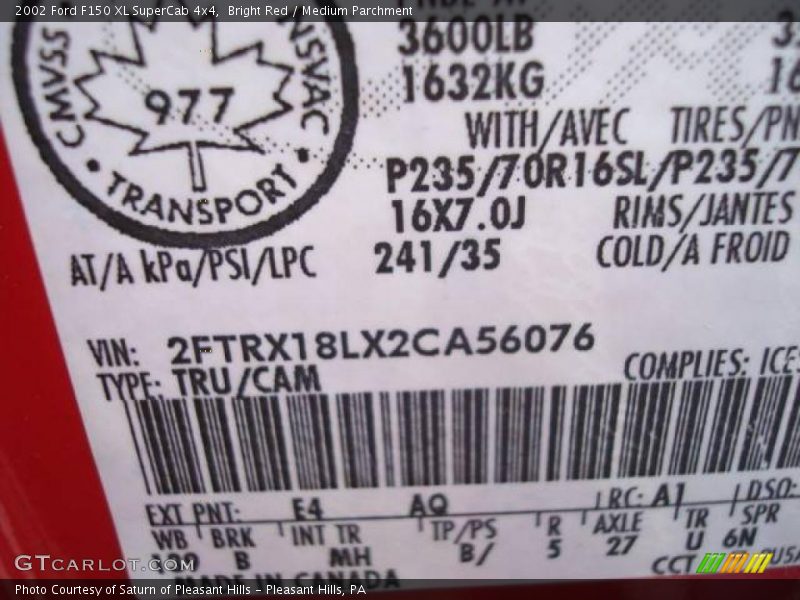 Bright Red / Medium Parchment 2002 Ford F150 XL SuperCab 4x4