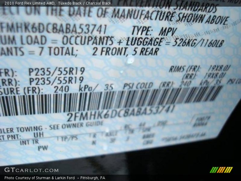Tuxedo Black / Charcoal Black 2010 Ford Flex Limited AWD