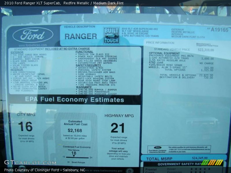 Redfire Metallic / Medium Dark Flint 2010 Ford Ranger XLT SuperCab