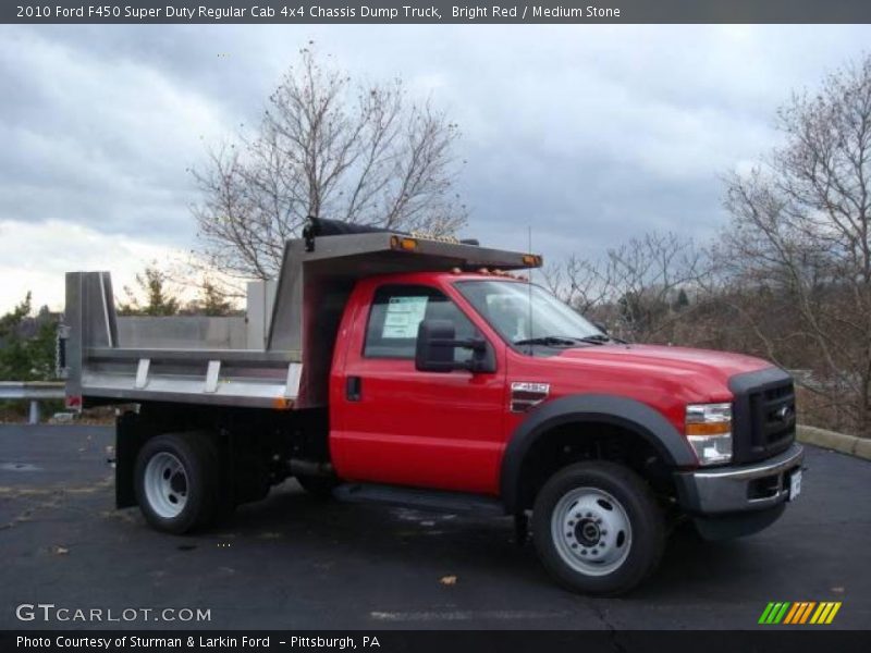 Bright Red / Medium Stone 2010 Ford F450 Super Duty Regular Cab 4x4 Chassis Dump Truck