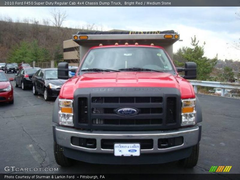 Bright Red / Medium Stone 2010 Ford F450 Super Duty Regular Cab 4x4 Chassis Dump Truck