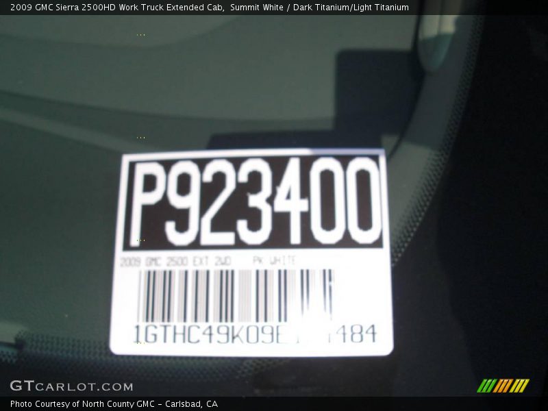Summit White / Dark Titanium/Light Titanium 2009 GMC Sierra 2500HD Work Truck Extended Cab