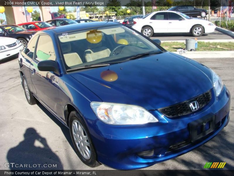 Vivid Blue Pearl / Ivory Beige 2004 Honda Civic LX Coupe