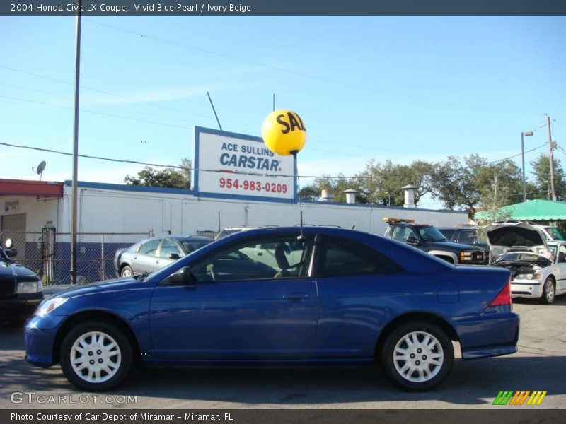 Vivid Blue Pearl / Ivory Beige 2004 Honda Civic LX Coupe