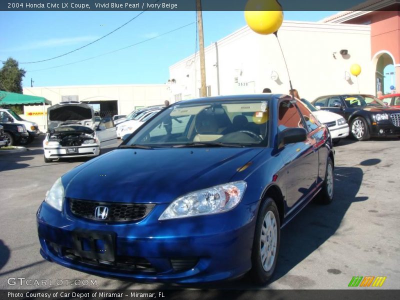 Vivid Blue Pearl / Ivory Beige 2004 Honda Civic LX Coupe